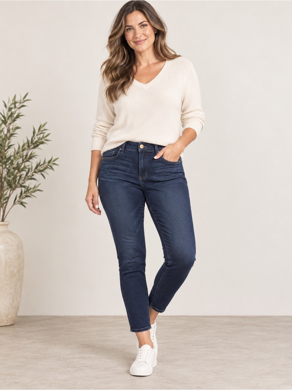 Democracy Ab Solution Ankle Skimmer Jeans Women’s 12 Dark Indigo Skinny